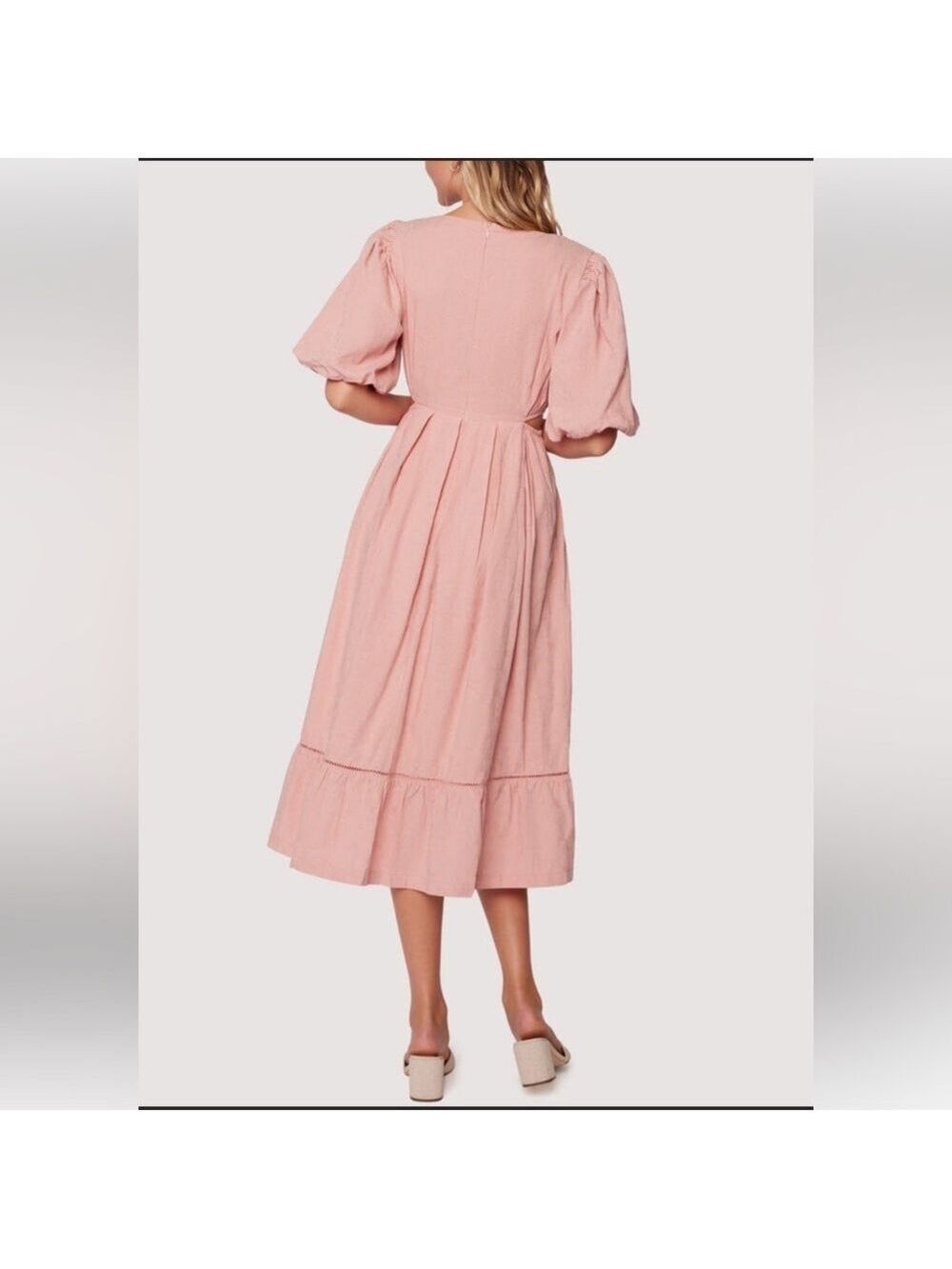 NWT Lost & Wander Blush Pink Bird Song Midi Dress, Size Medium - Picture 2 of 11